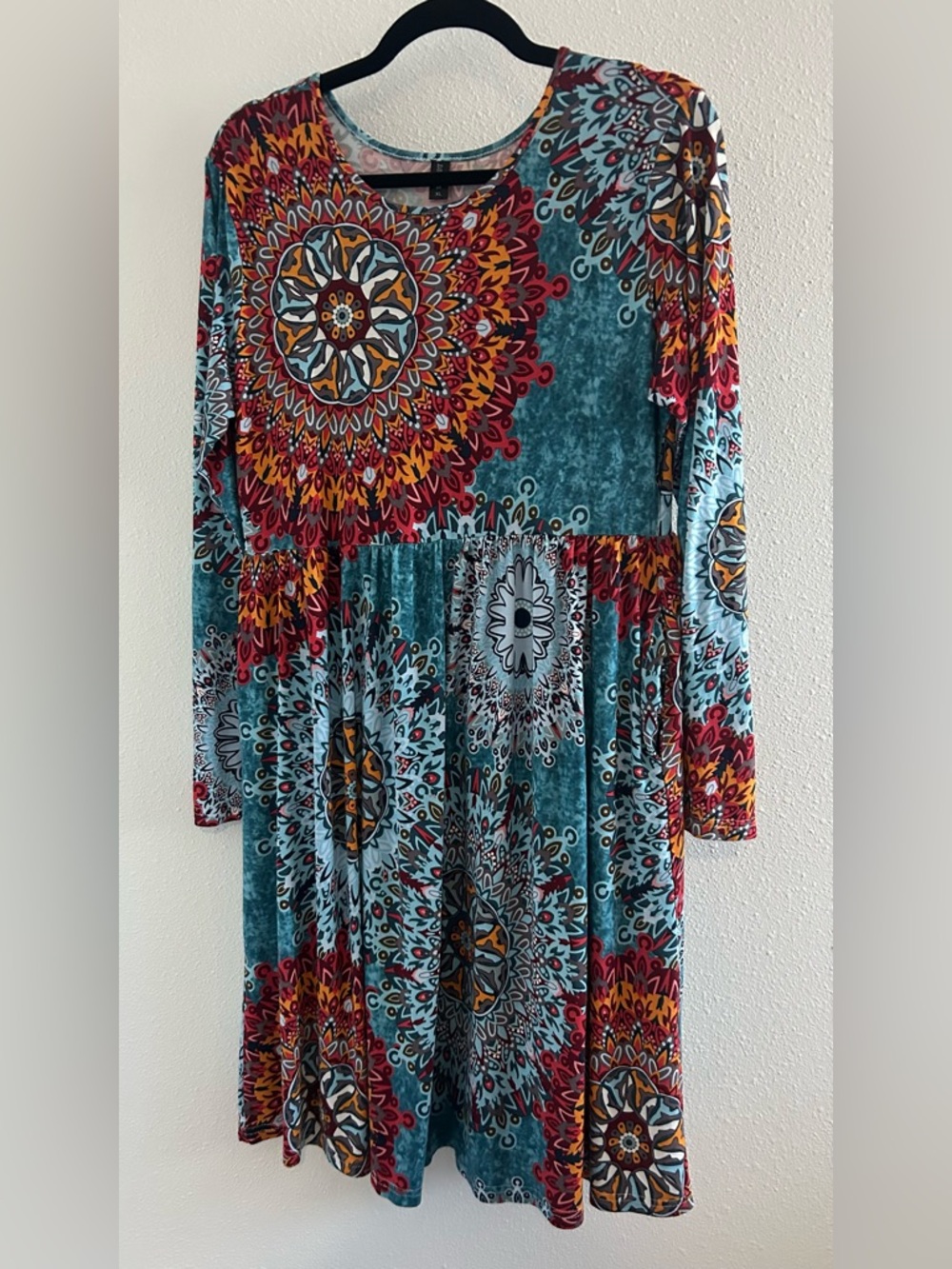 DB Moon Medallion Print Long Sleeve Dress